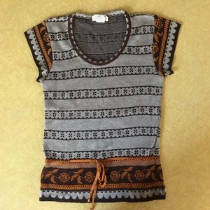 Vintage acrylic knit top with tie